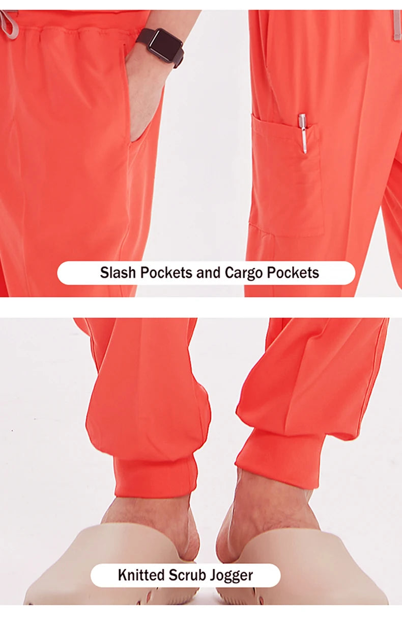 2025 New Nurse Uniforms V-neck Top Jogger Pants Scrub Sets Surgical Workwear Dentist Nursing Suit Hospital Doctor Outfit S21