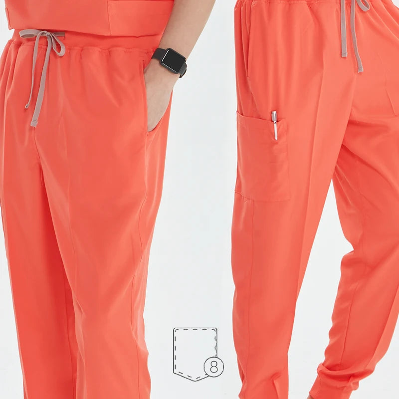 2025 New Nurse Uniforms V-neck Top Jogger Pants Scrub Sets Surgical Workwear Dentist Nursing Suit Hospital Doctor Outfit S21